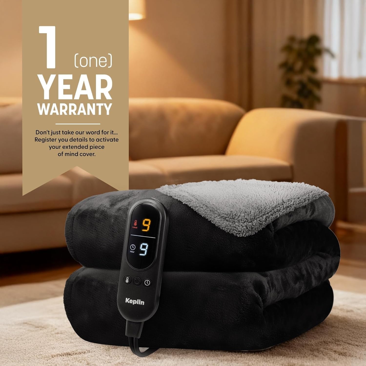 Large Electric Heated Throw Blanket Sherpa Fleece 9 Settings - Kwikley