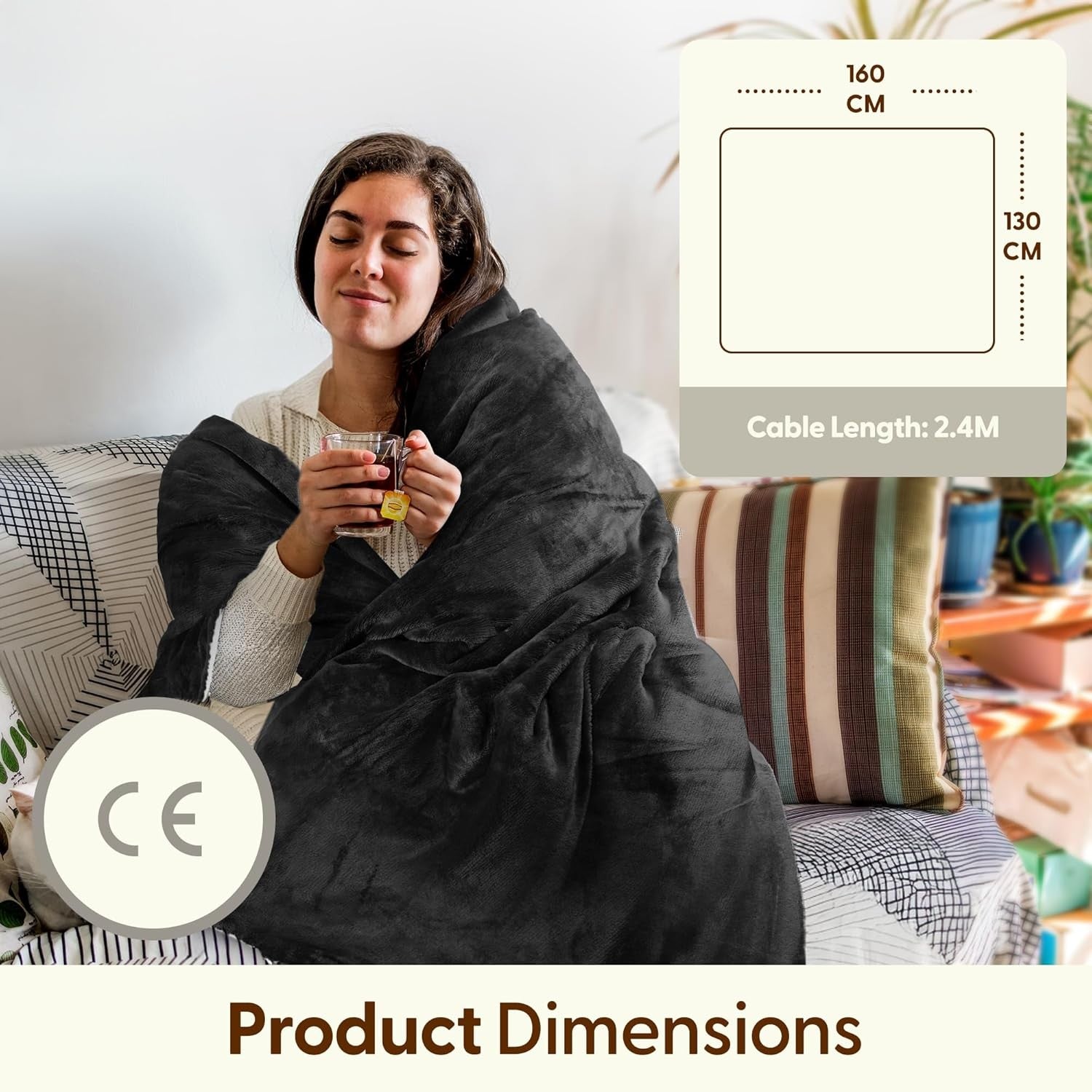Large Electric Heated Throw Blanket Sherpa Fleece 9 Settings - Kwikley