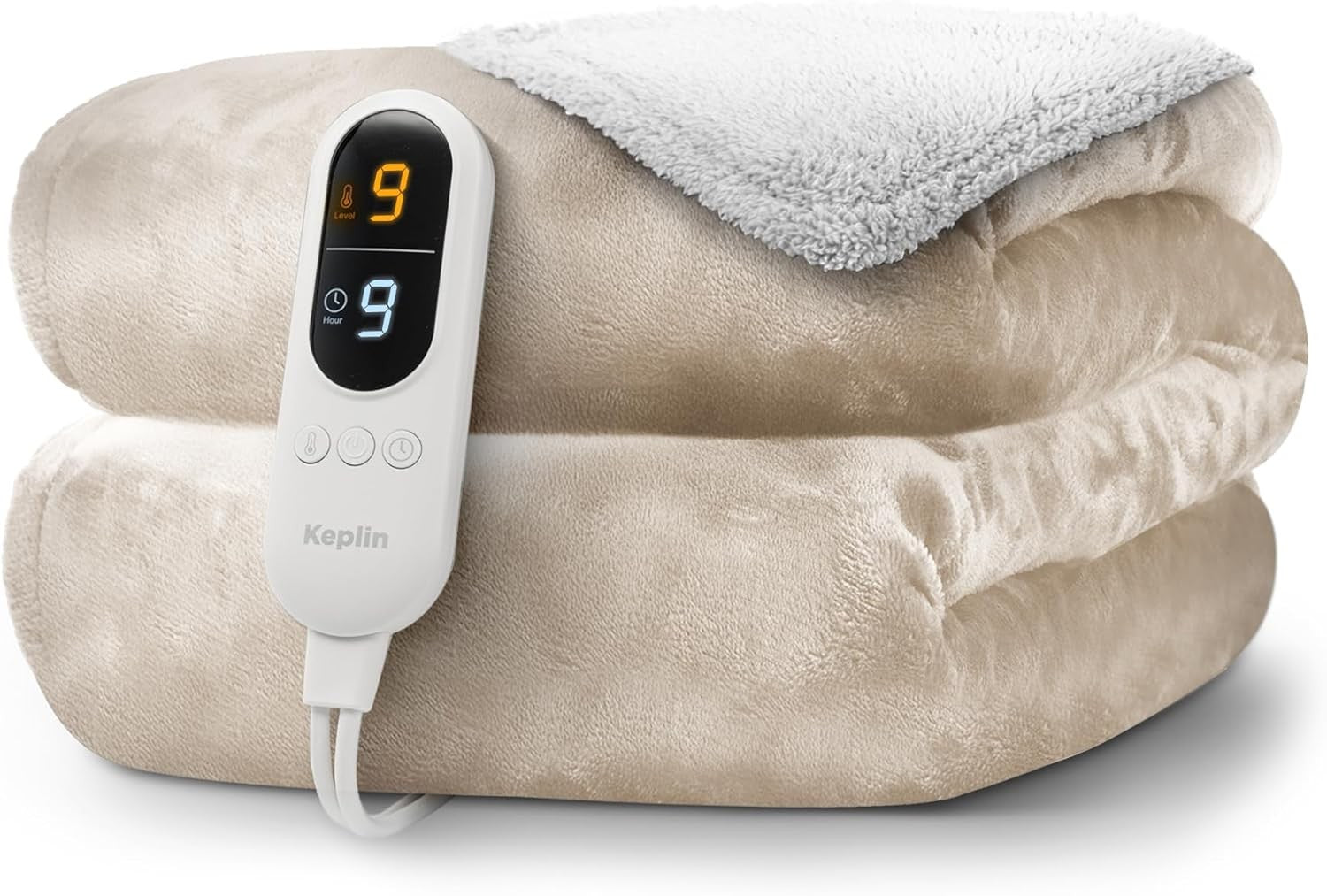 Large Electric Heated Throw Blanket Sherpa Fleece 9 Settings Timer - Kwikley