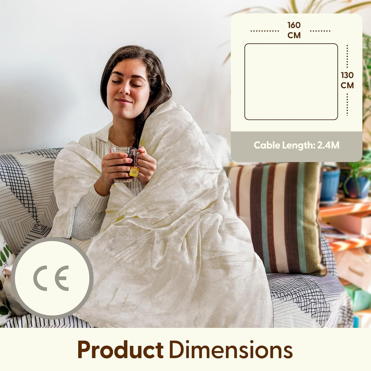 Large Electric Heated Throw Blanket Sherpa Fleece 9 Settings Timer - Kwikley