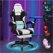 Large Ergonomic Gaming Chair Reclining PU Leather Office Desk PC Swivel White - Kwikley