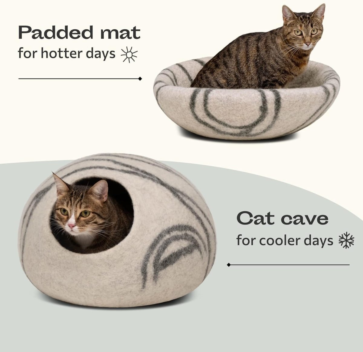 Large Felt Cat Cave Bed Handmade Merino Wool Indoor Cat House - Kwikley