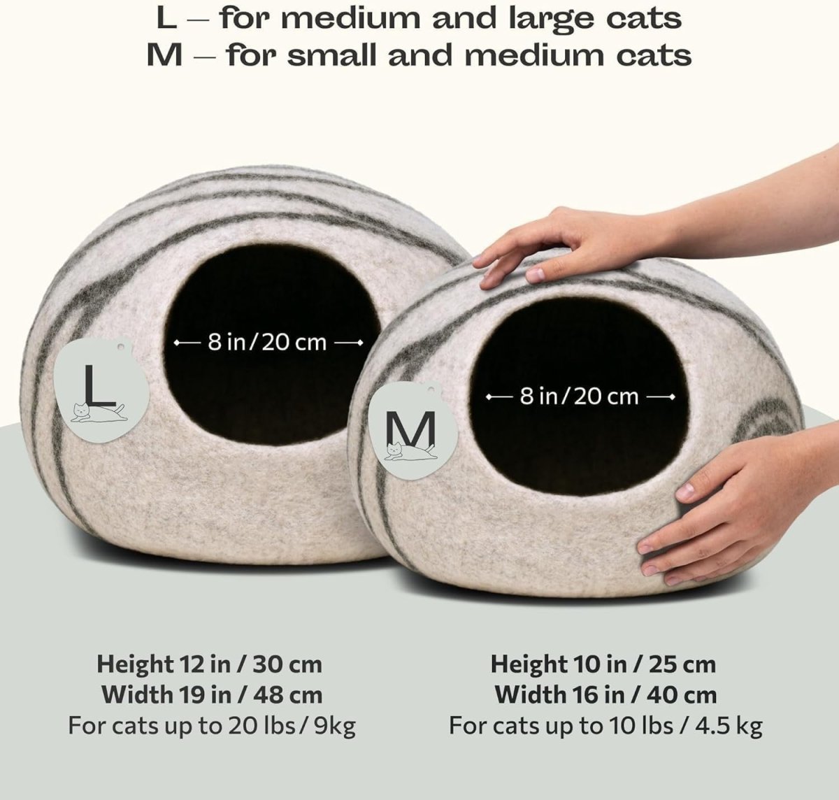 Large Felt Cat Cave Bed Handmade Merino Wool Indoor Cat House - Kwikley