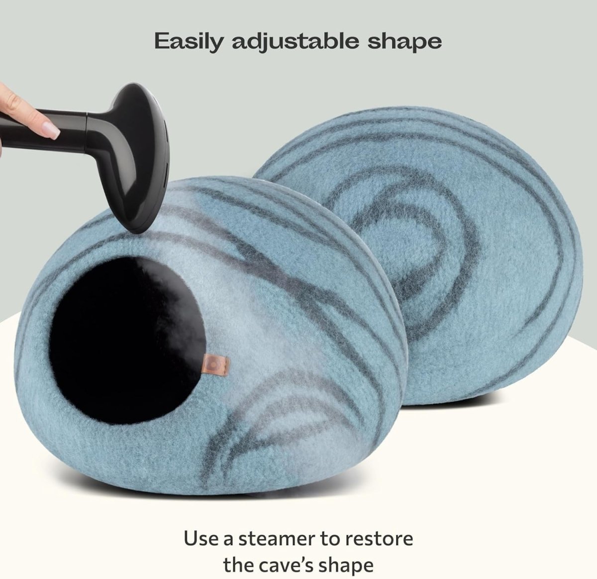 Large Felt Cat Cave Bed Handmade Merino Wool Indoor Cat House Aqua - Kwikley