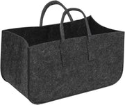 Large Firewood Log Carrier Tote Bag Felt Basket Black Heavy Duty Storage - Kwikley