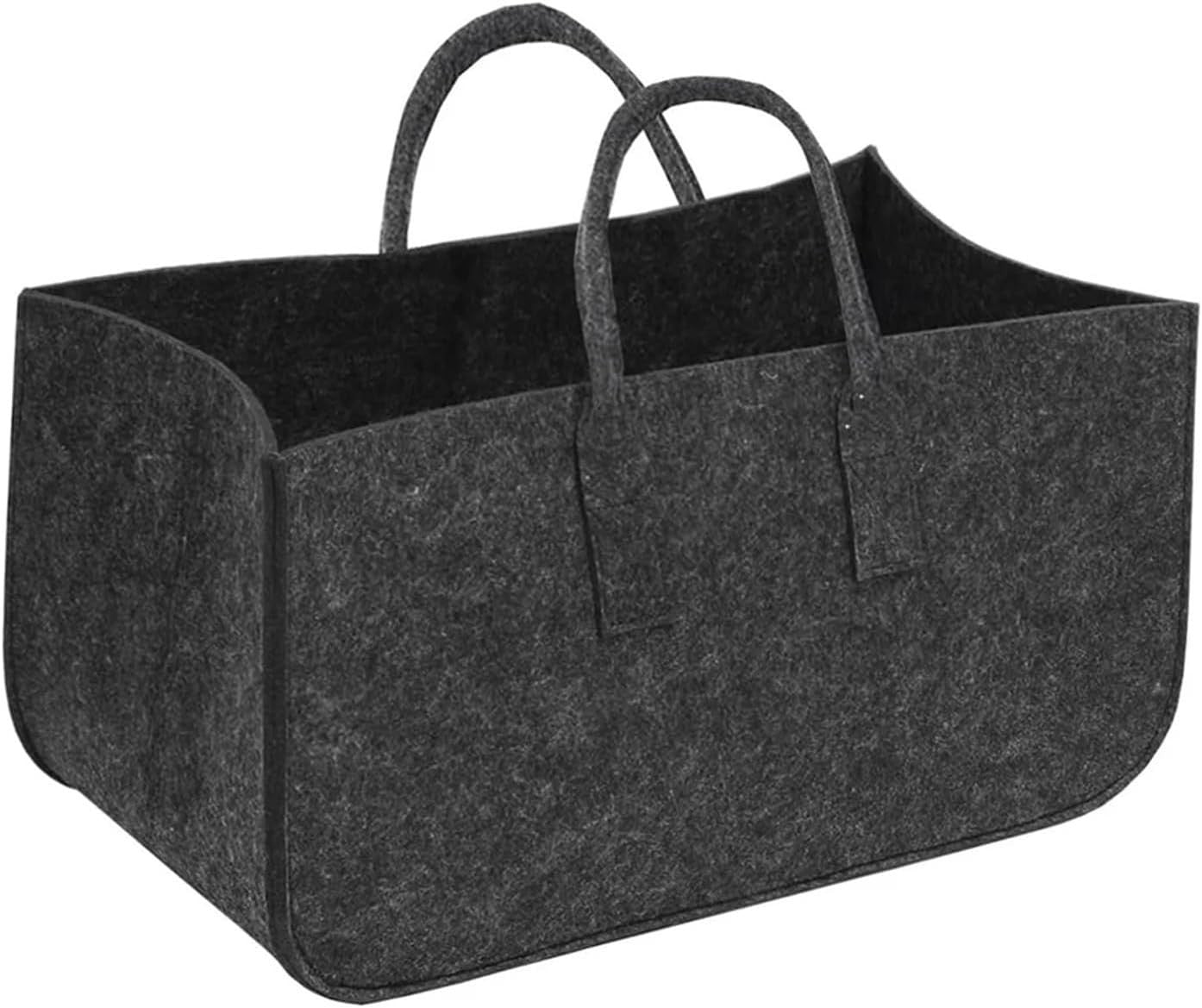 Large Firewood Log Carrier Tote Bag Felt Basket Black Heavy Duty Storage - Kwikley
