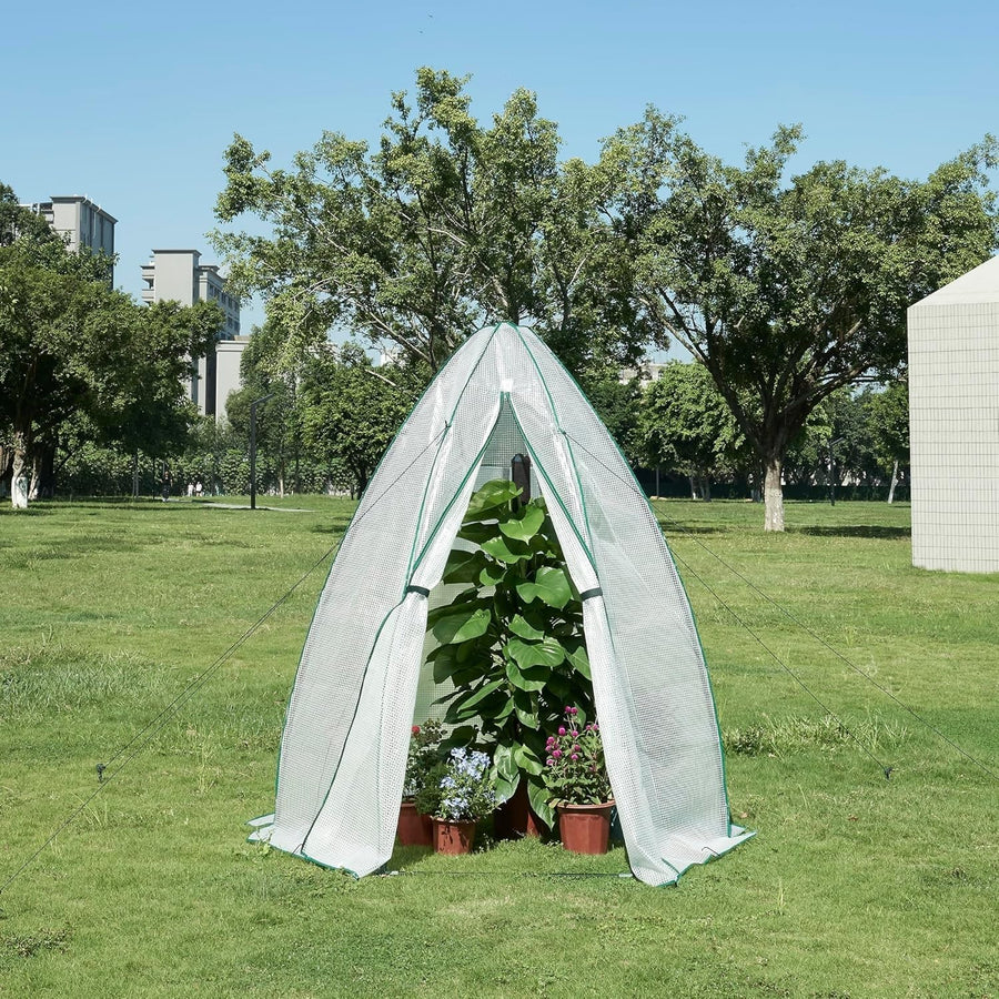 Large Foil Greenhouse Tent with Zipper Door | Waterproof PE Cover & Steel Frame - Kwikley