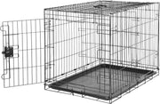 Large Foldable Metal Dog Crate Cage with Tray – Secure Indoor Kennel 91cm - Kwikley