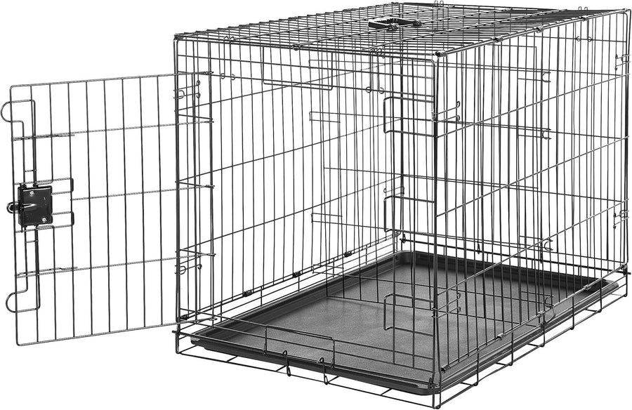 Large Foldable Metal Dog Crate Cage with Tray – Secure Indoor Kennel 91cm - Kwikley