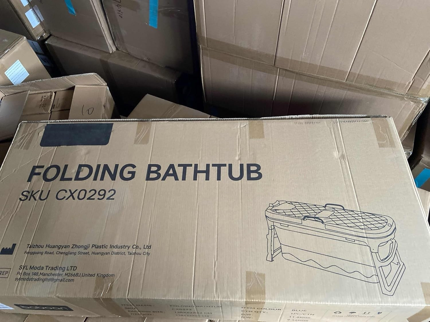 Large Foldable Portable Adult Bathtub 138x62x52cm with Lid & Foot Massage - Kwikley