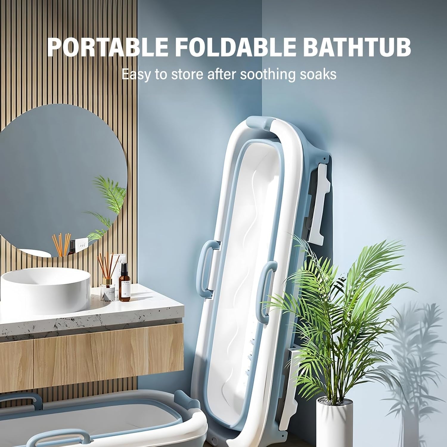 Large Foldable Portable Adult Bathtub 138x62x52cm with Lid & Foot Massage - Kwikley