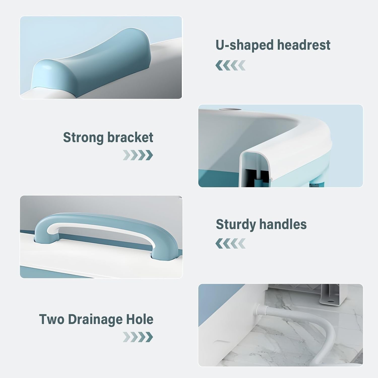 Large Foldable Portable Adult Bathtub 138x62x52cm with Lid & Foot Massage - Kwikley