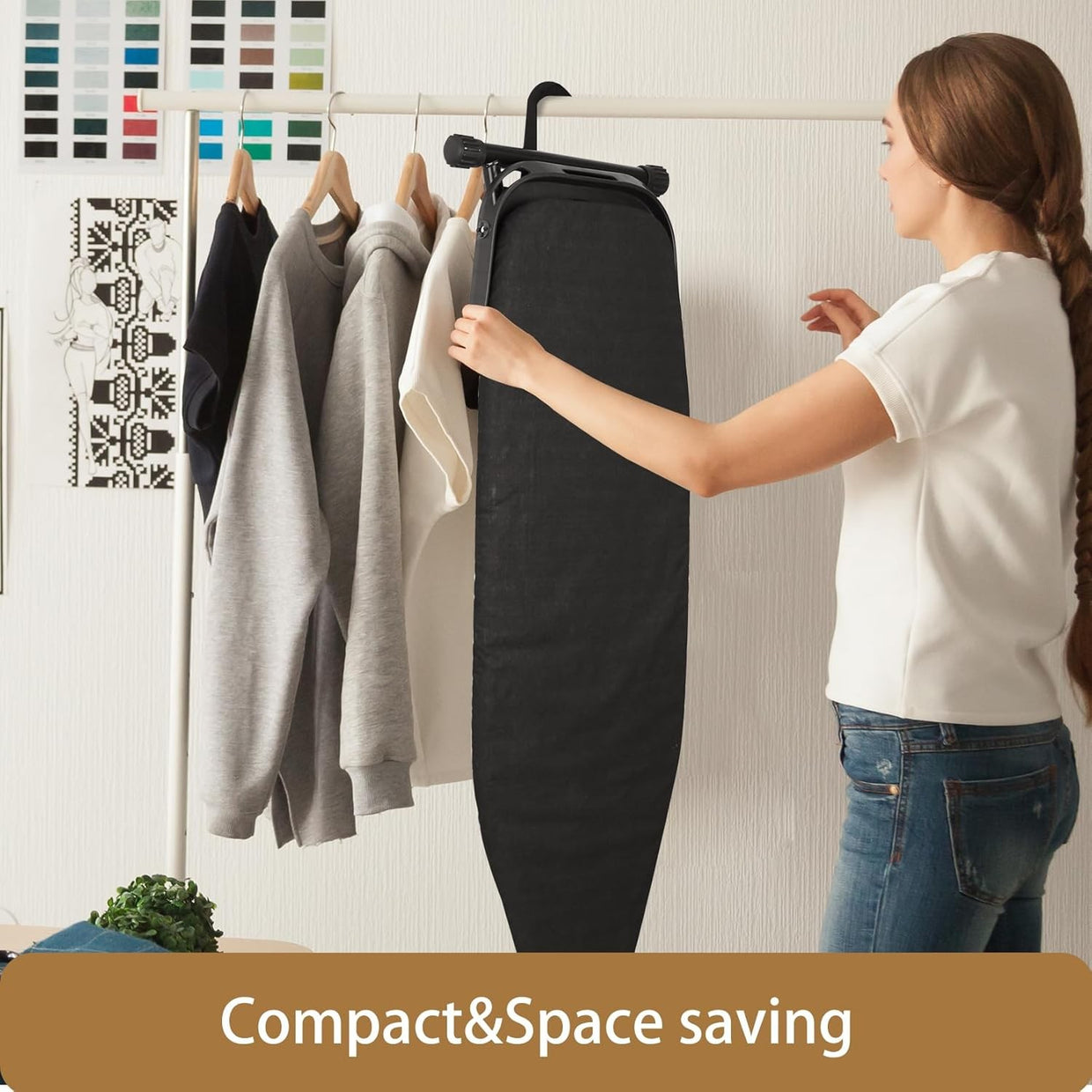 Large Folding Ironing Board 120x40cm Adjustable Height Lightweight Non Slip - Kwikley