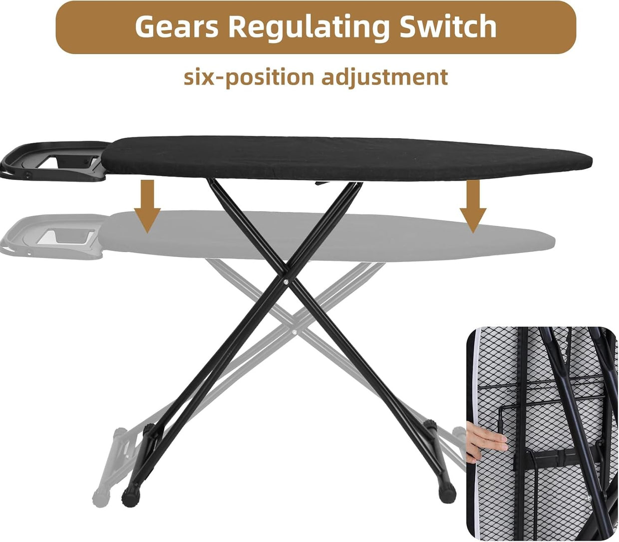 Large Folding Ironing Board 120x40cm Adjustable Height Lightweight Non Slip - Kwikley