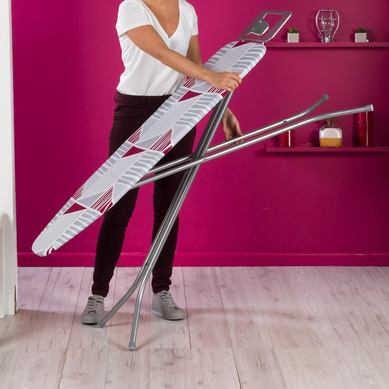 Large Folding Ironing Board Adjustable Height Lightweight Anti Slip Feet - Kwikley