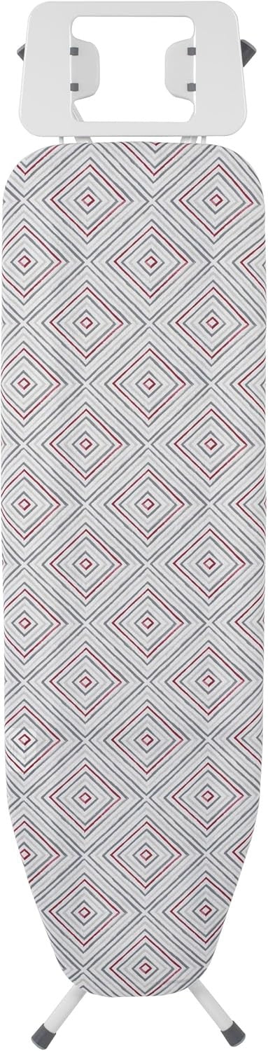 Large Folding Ironing Board Height Adjustable Pink Diamond Cover 114x34cm - Kwikley