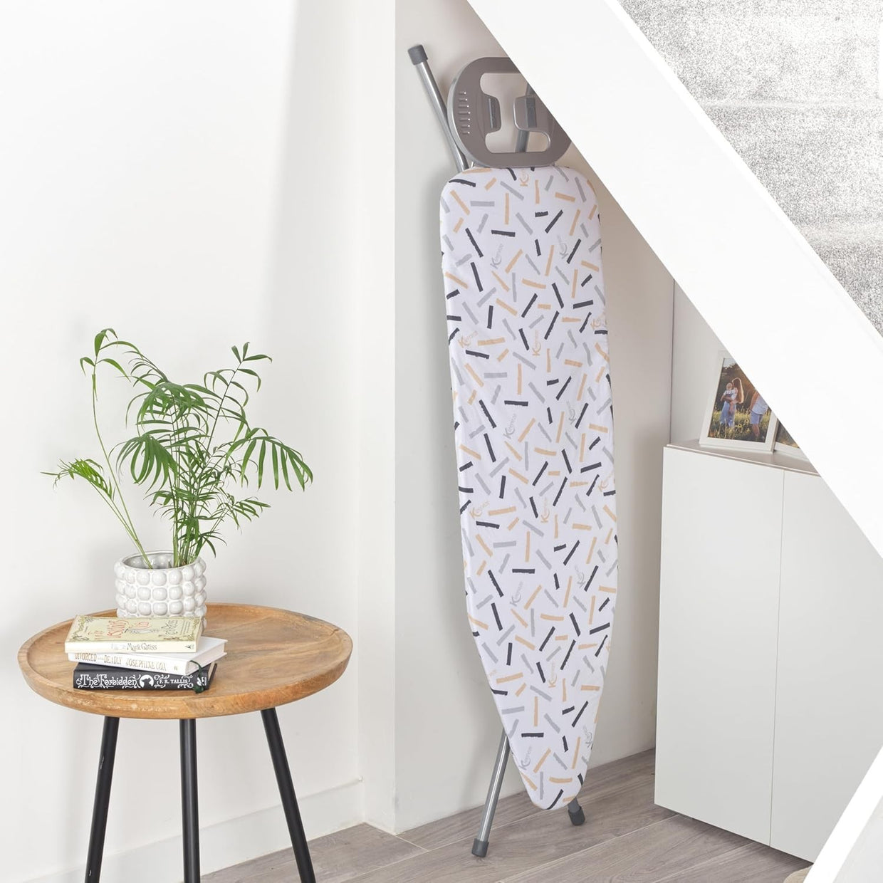 Large Folding Ironing Board with Iron Rest Height Adjustable White 122x38cm - Kwikley