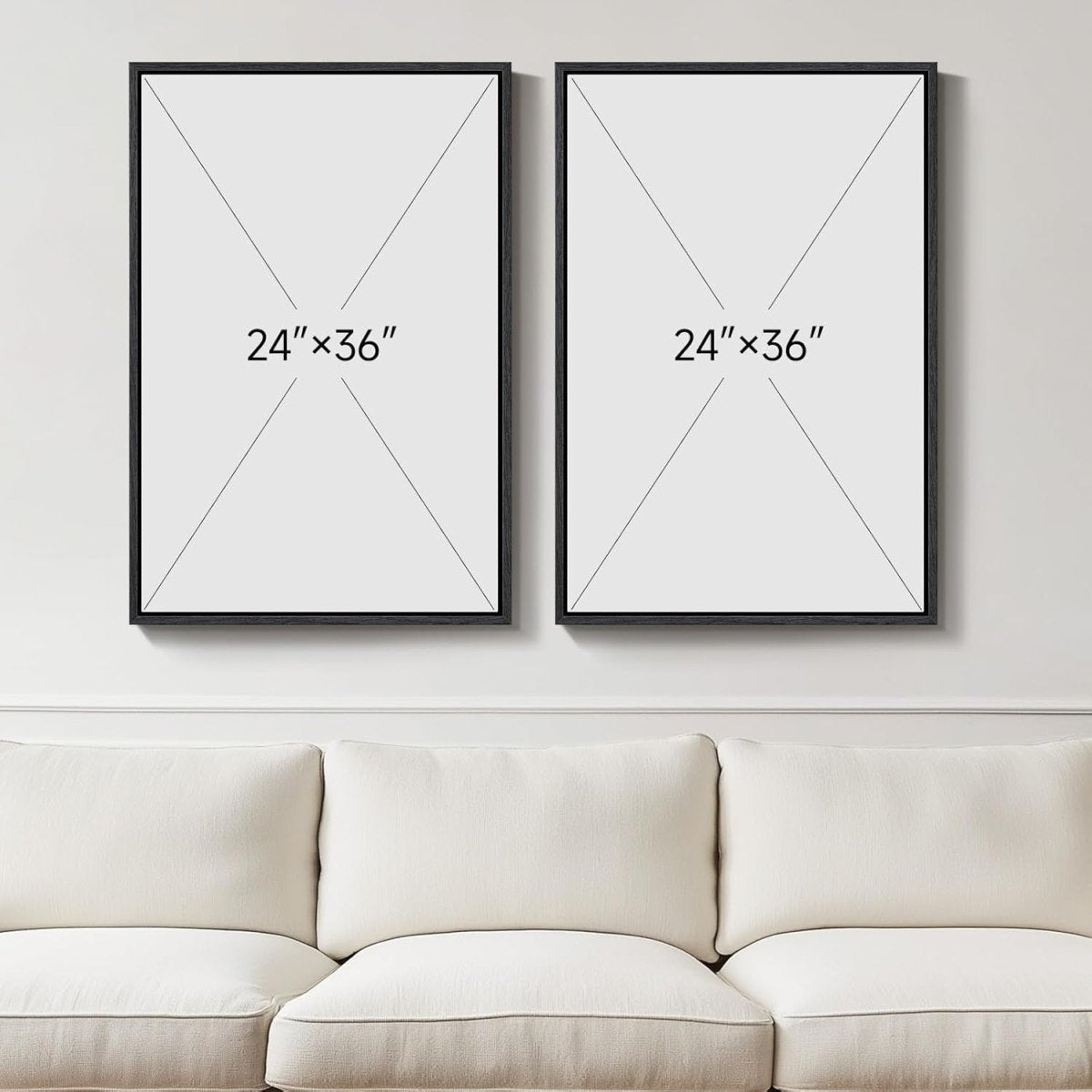 Large Framed Neutral Abstract Wall Art Set 2 24x36 Canvas - Kwikley