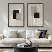 Large Framed Neutral Abstract Wall Art Set 2 24x36 Canvas - Kwikley