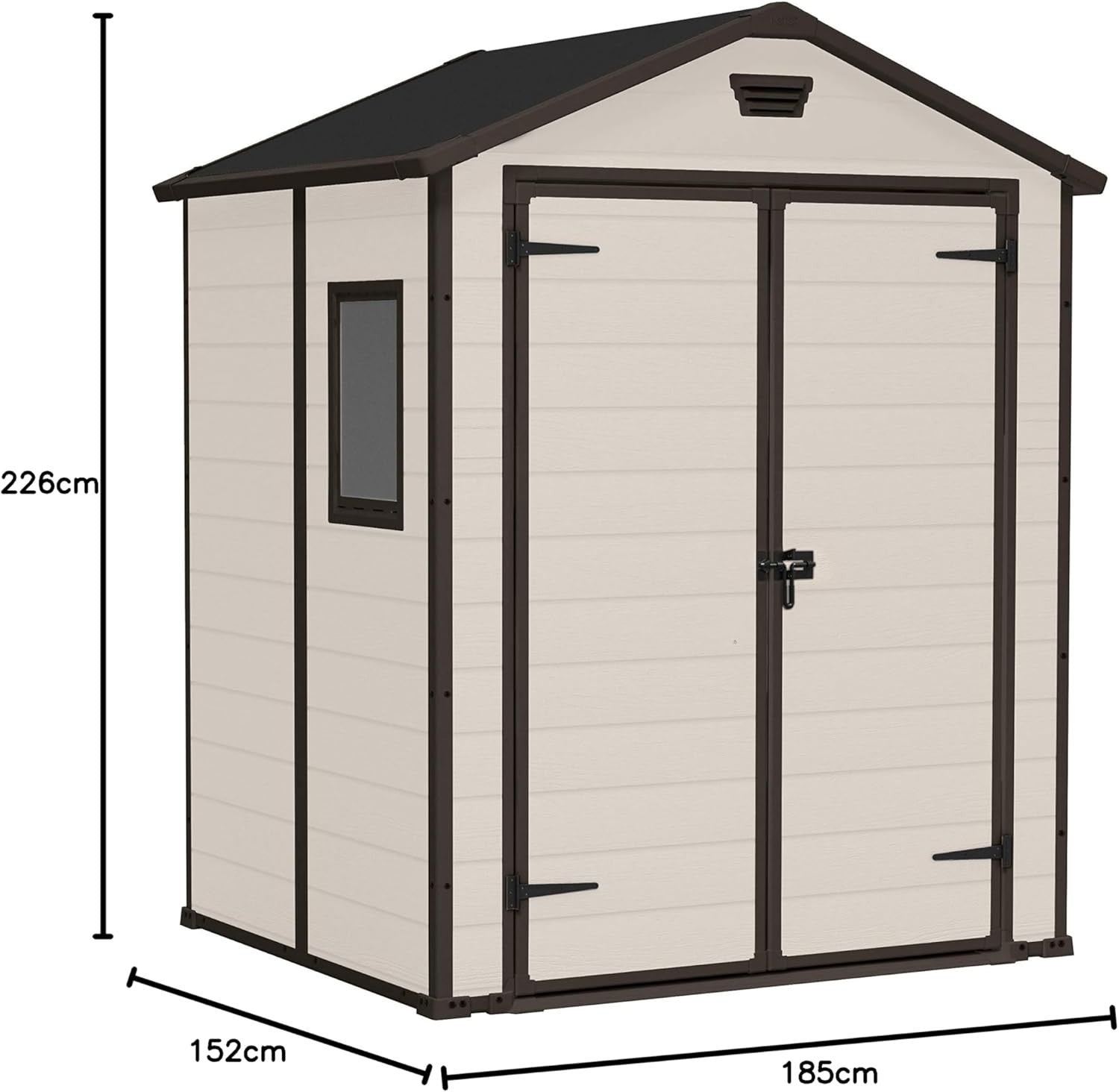 Large Garden Storage Shed 6x5ft Weatherproof Resin Unit with Floor & Window - Kwikley