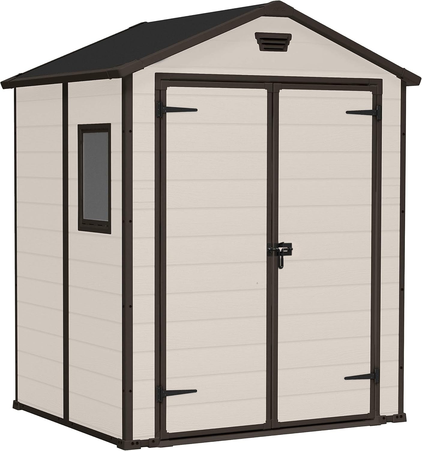 Large Garden Storage Shed 6x5ft Weatherproof Resin Unit with Floor & Window - Kwikley
