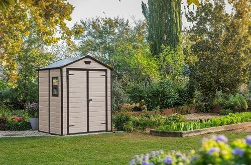 Large Garden Storage Shed 6x5ft Weatherproof Resin Unit with Floor & Window - Kwikley