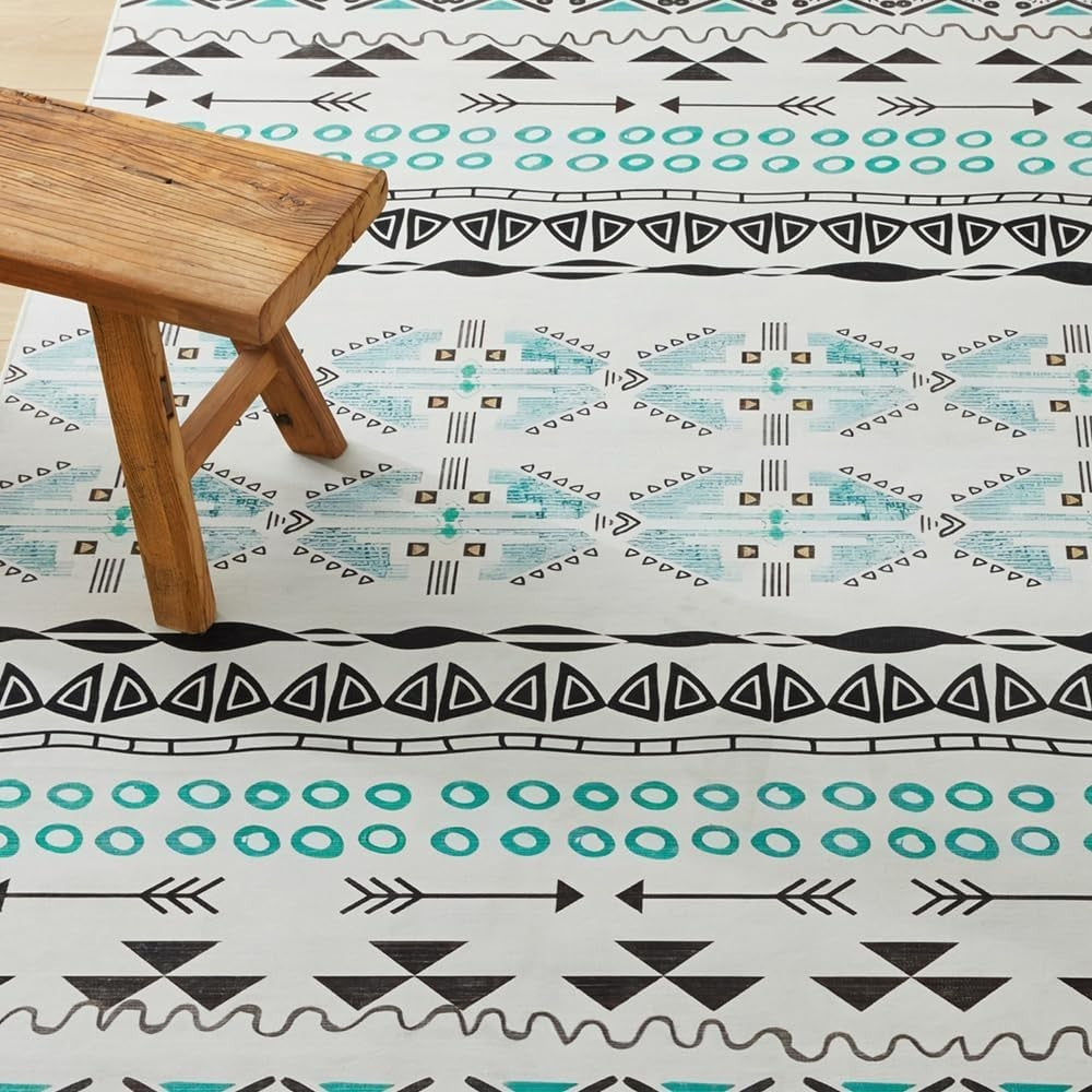 Large Geometric Pattern Area Rug Soft Touch Easy Clean Modern Floor Carpet - Kwikley