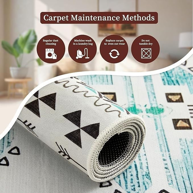 Large Geometric Pattern Area Rug Soft Touch Easy Clean Modern Floor Carpet - Kwikley