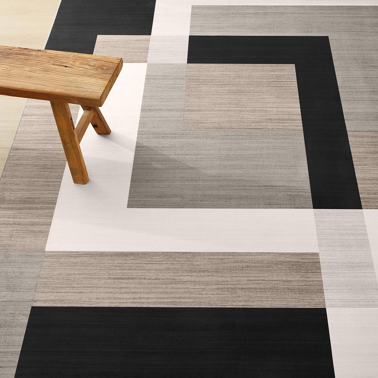 Large Geometric Rug 200x290cm Soft Neutral Non - Slip Modern Living Room Bedroom - Kwikley