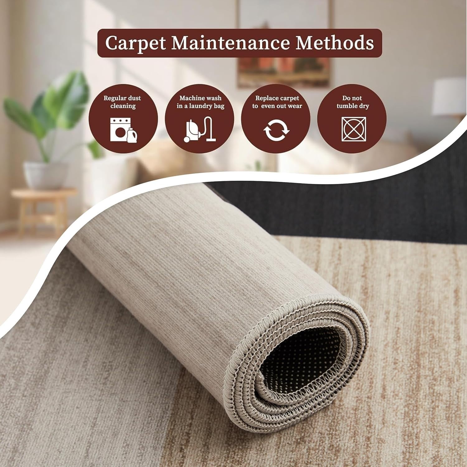 Large Geometric Rug 200x290cm Soft Neutral Non - Slip Modern Living Room Bedroom - Kwikley
