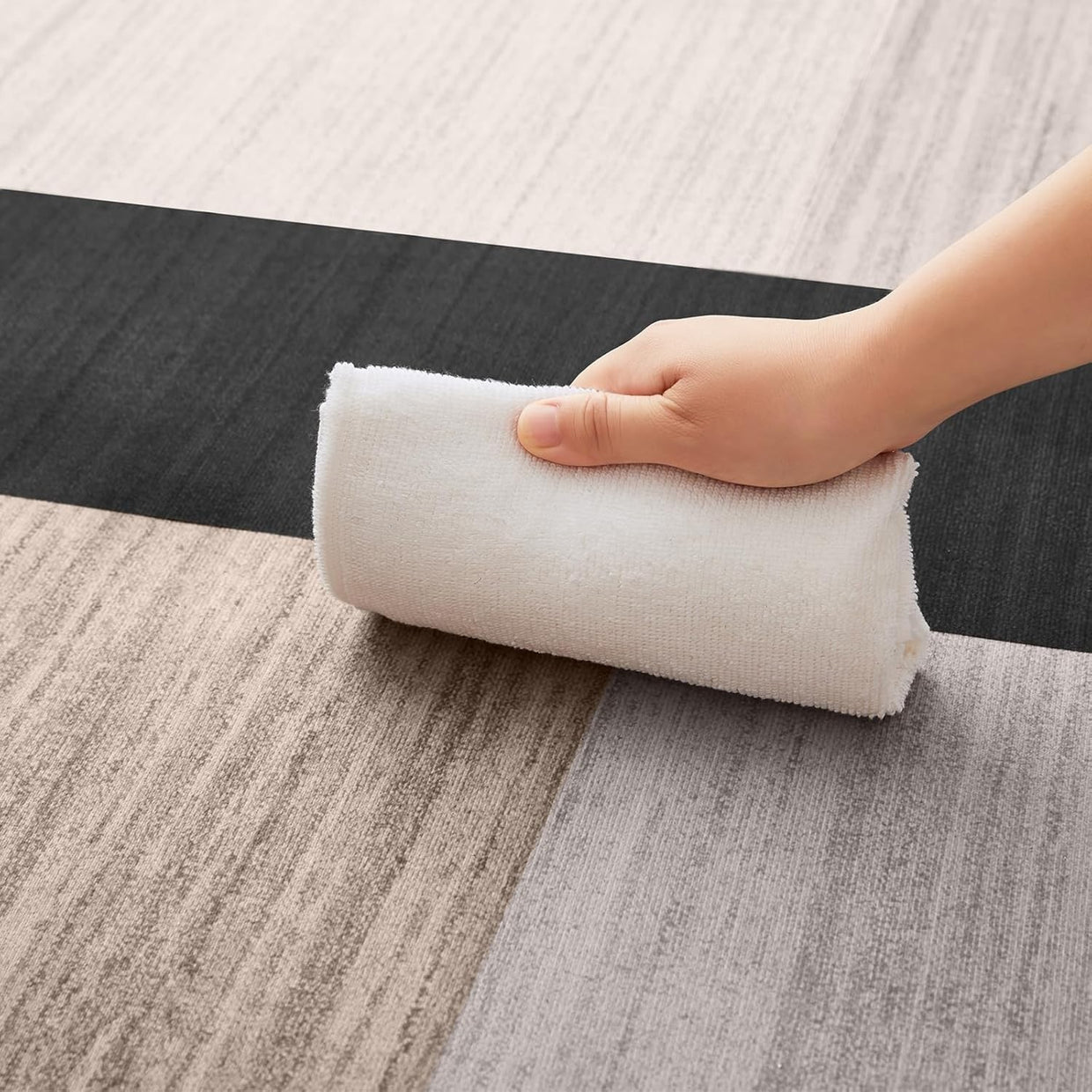 Large Geometric Rug 200x290cm Soft Neutral Non - Slip Modern Living Room Bedroom - Kwikley