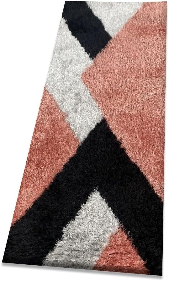 Large Geometric Shaggy Area Rug 160x230cm Soft Non Shed Living Room Carpet - Kwikley