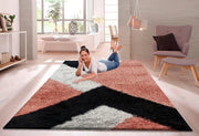 Large Geometric Shaggy Area Rug 160x230cm Soft Non Shed Living Room Carpet - Kwikley