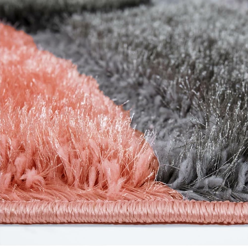 Large Geometric Shaggy Area Rug 160x230cm Soft Non Shed Living Room Carpet - Kwikley