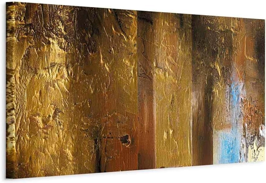 Large Gold Abstract Canvas Wall Art 150x50cm Framed - Kwikley