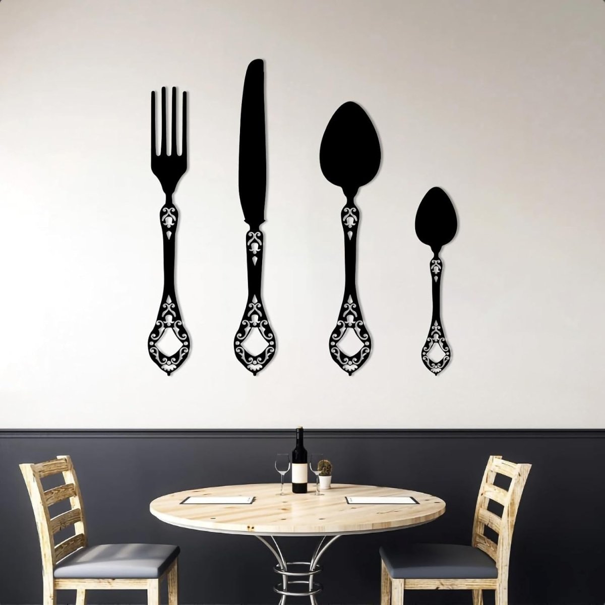 Large Gold Knife Spoon Fork Wall Art 53x28in Dining Decor - Kwikley