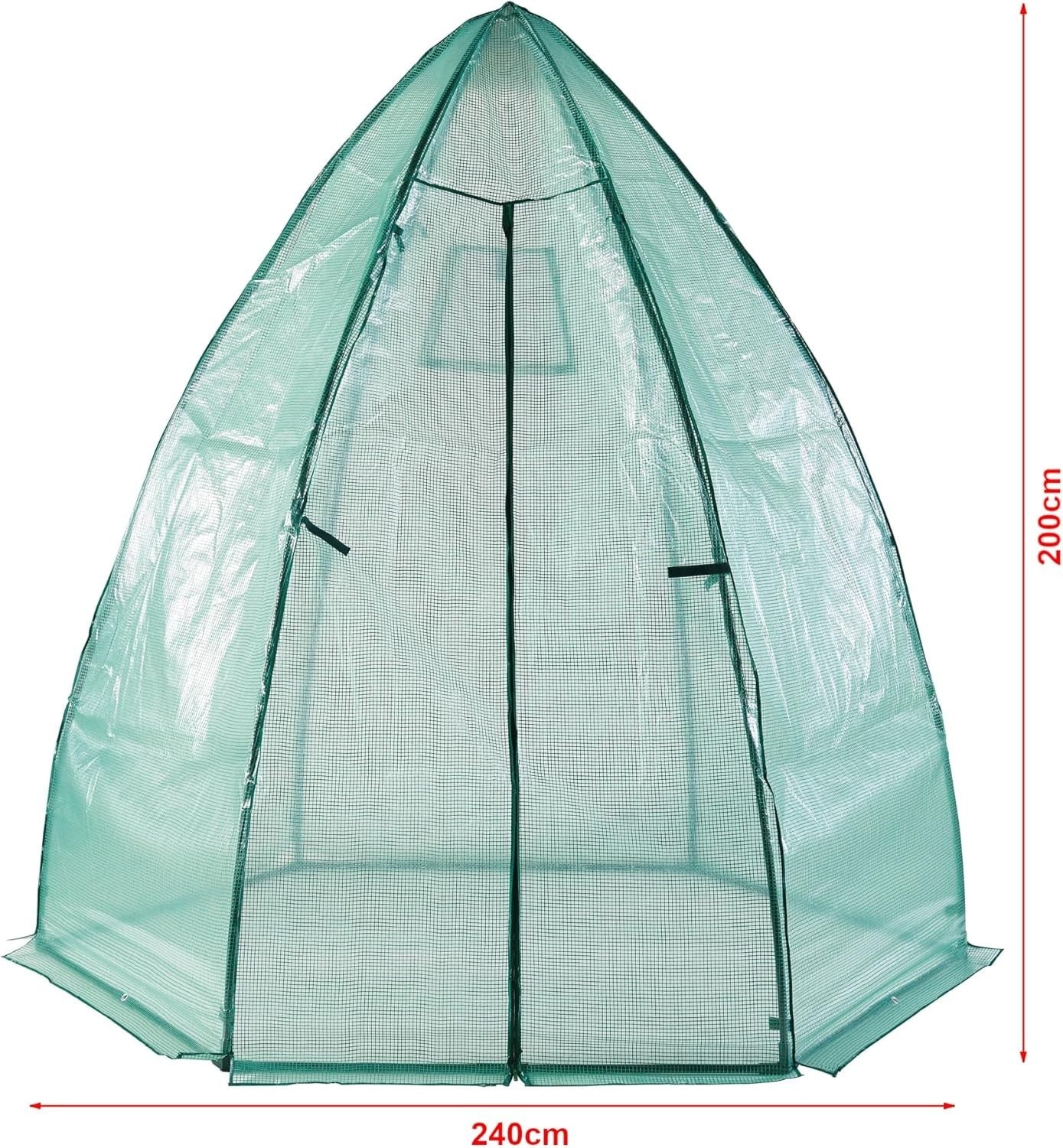 Large Green Foil Greenhouse Tent 200x240cm | Heavy - Duty PE Cover & Steel Frame - Kwikley