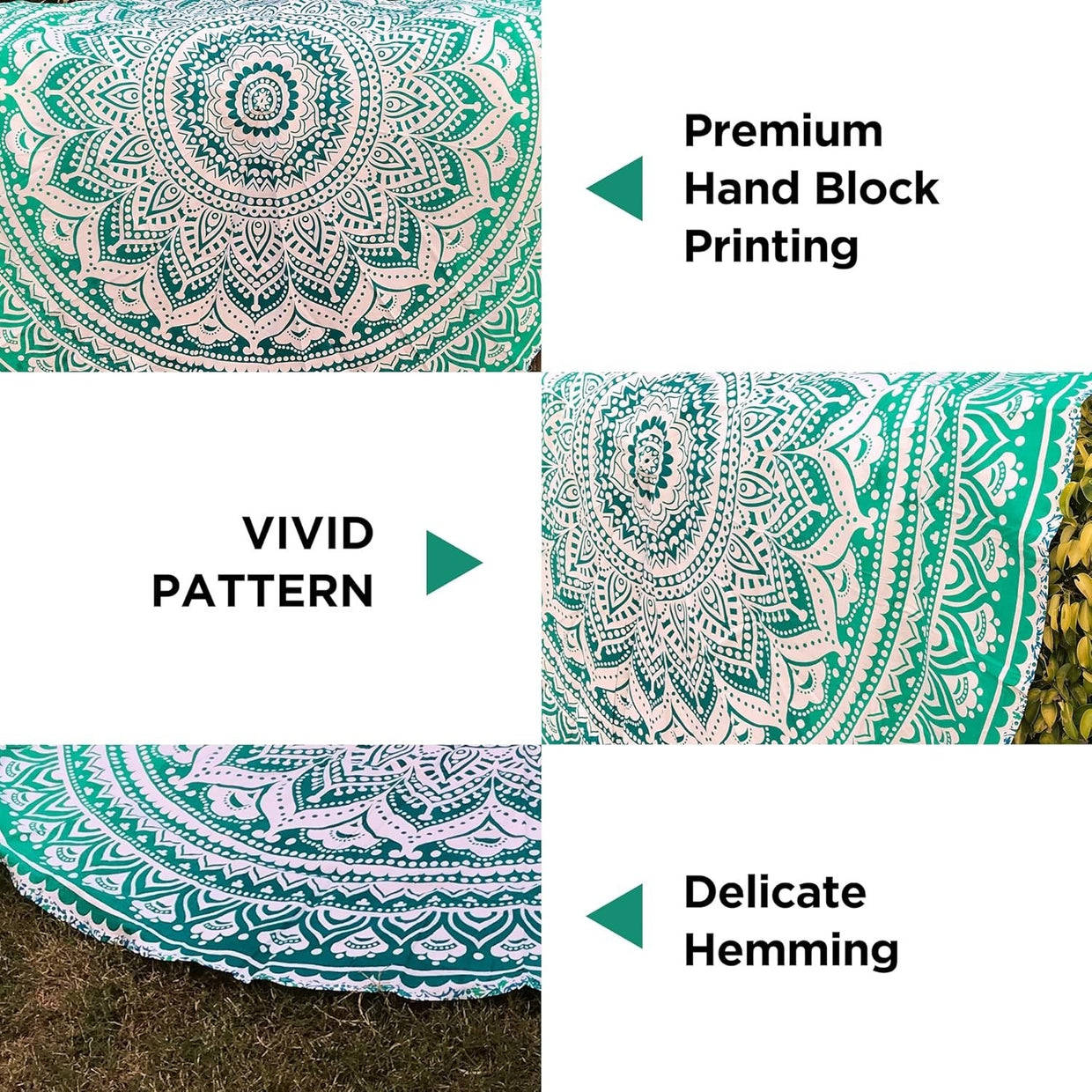 Large Green Ombre Mandala Tapestry 82x92" Cotton Wall Hanging - Kwikley