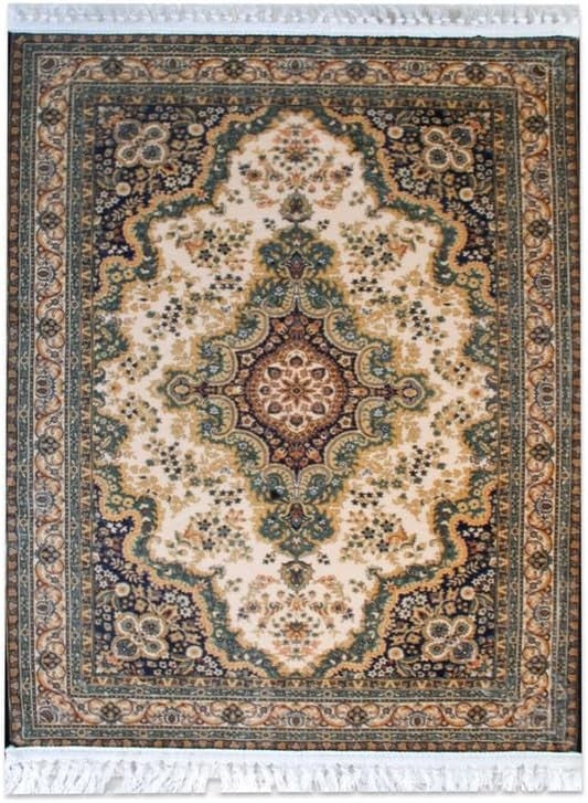 Large Green Traditional Area Rug 200x290cm Washable Non Slip Kashmir Carpet - Kwikley