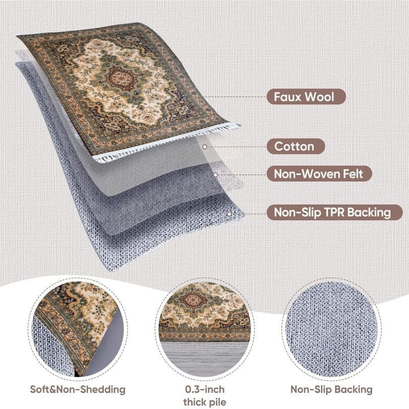 Large Green Traditional Area Rug 200x290cm Washable Non Slip Kashmir Carpet - Kwikley