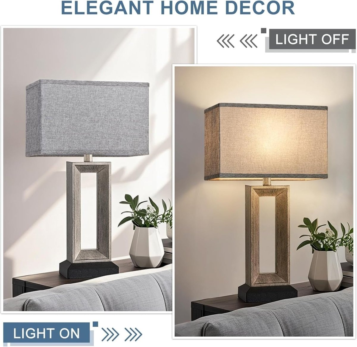 Large Grey Rectangle Lamp Shades Set of 2 Linen Spider Fit 16x8x10 - Kwikley