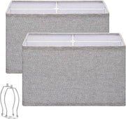 Large Grey Rectangle Lamp Shades Set of 2 Linen Spider Fit 16x8x10 - Kwikley