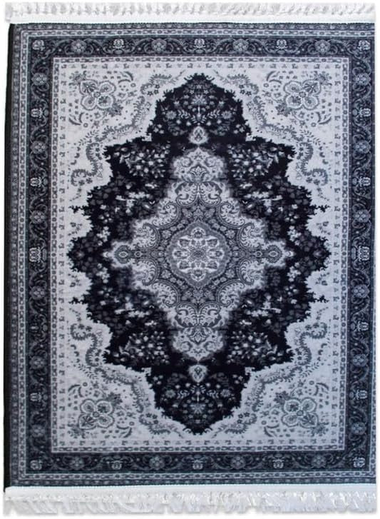 Large Grey Traditional Area Rug 200x290cm Washable Non Slip Kashmir Carpet - Kwikley
