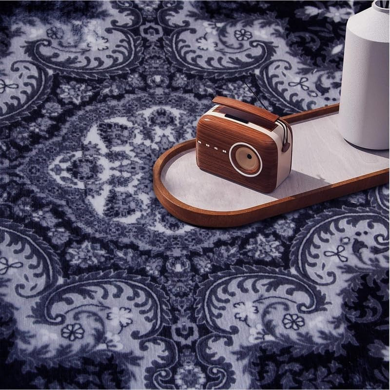 Large Grey Traditional Area Rug 200x290cm Washable Non Slip Kashmir Carpet - Kwikley