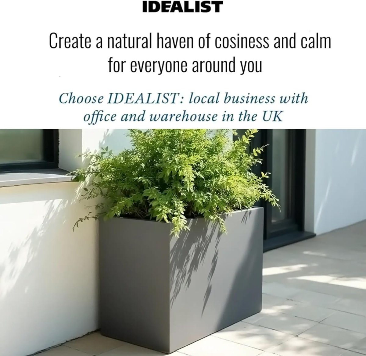 Large Grey Trough Planter 60cm Stone Effect Outdoor Plant Pot - Kwikley