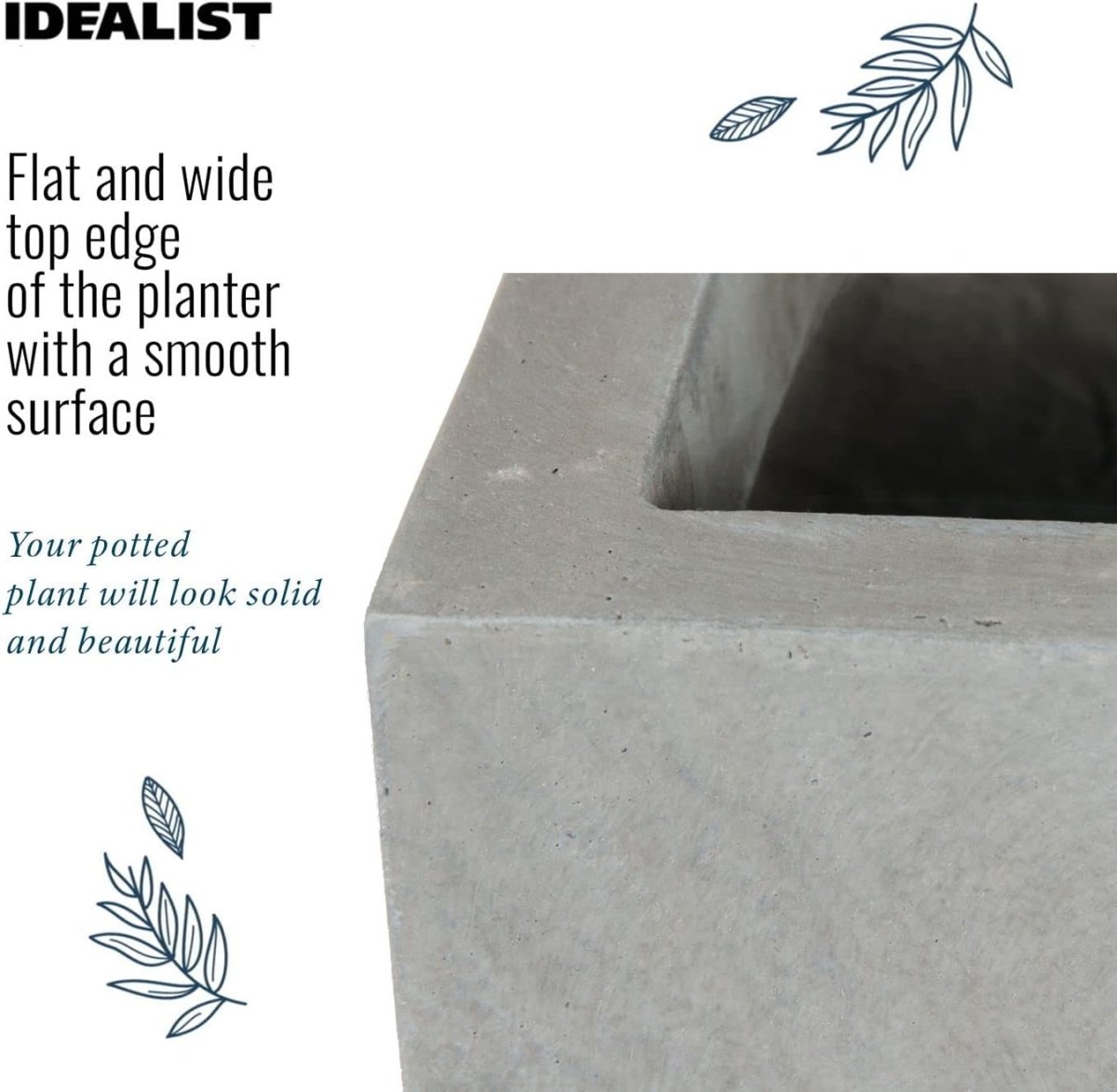 Large Grey Trough Planter 60cm Stone Effect Outdoor Plant Pot - Kwikley