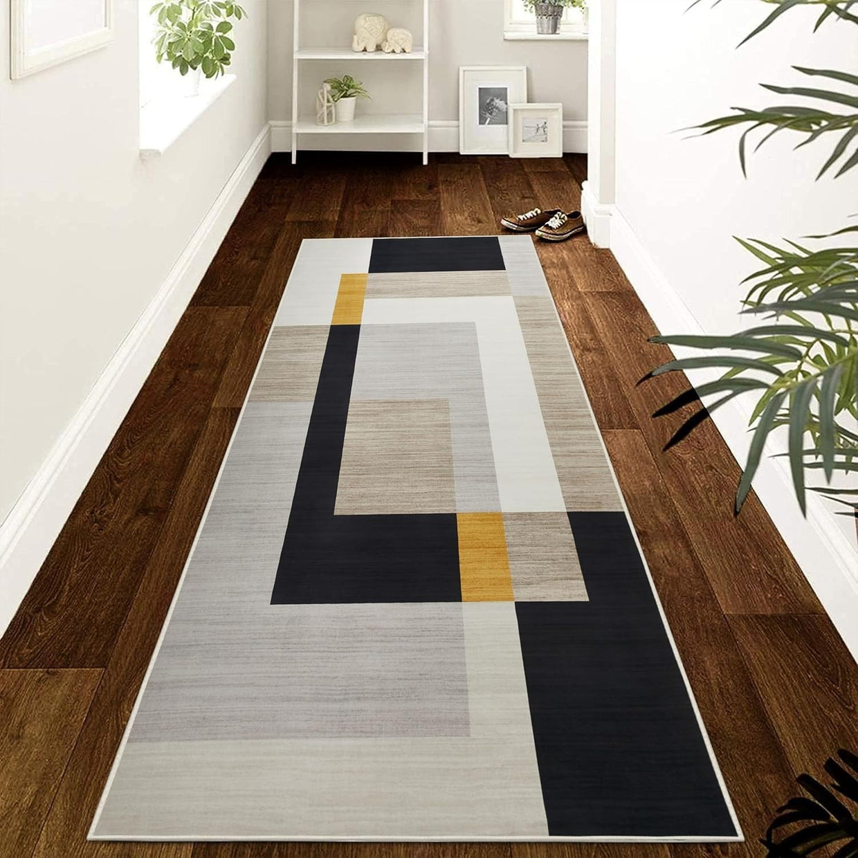 Large Hallway Runner Rug 80x300cm Modern Geometric Non - Shedding Soft Carpet - Kwikley