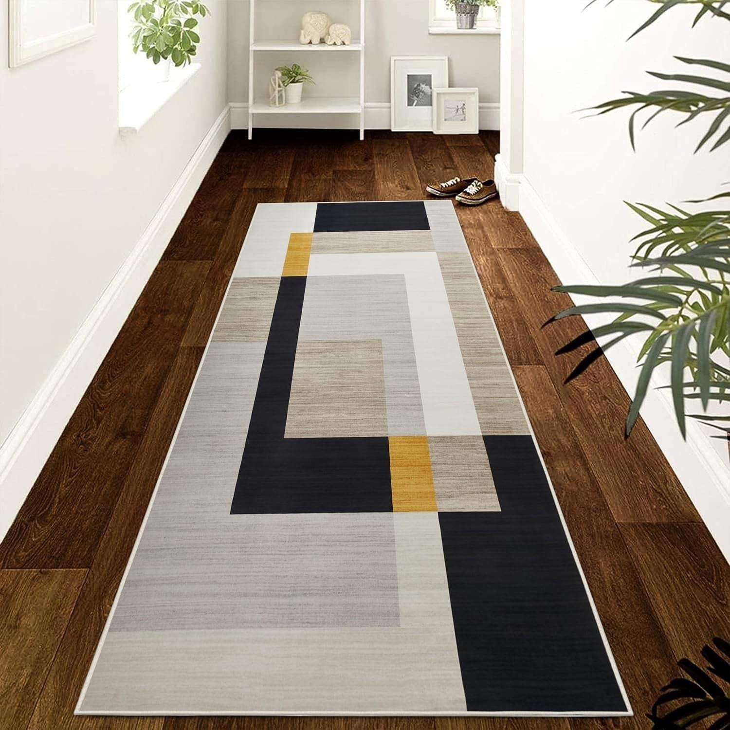 Large Hallway Runner Rug 80x300cm Modern Geometric Non - Shedding Soft Carpet - Kwikley