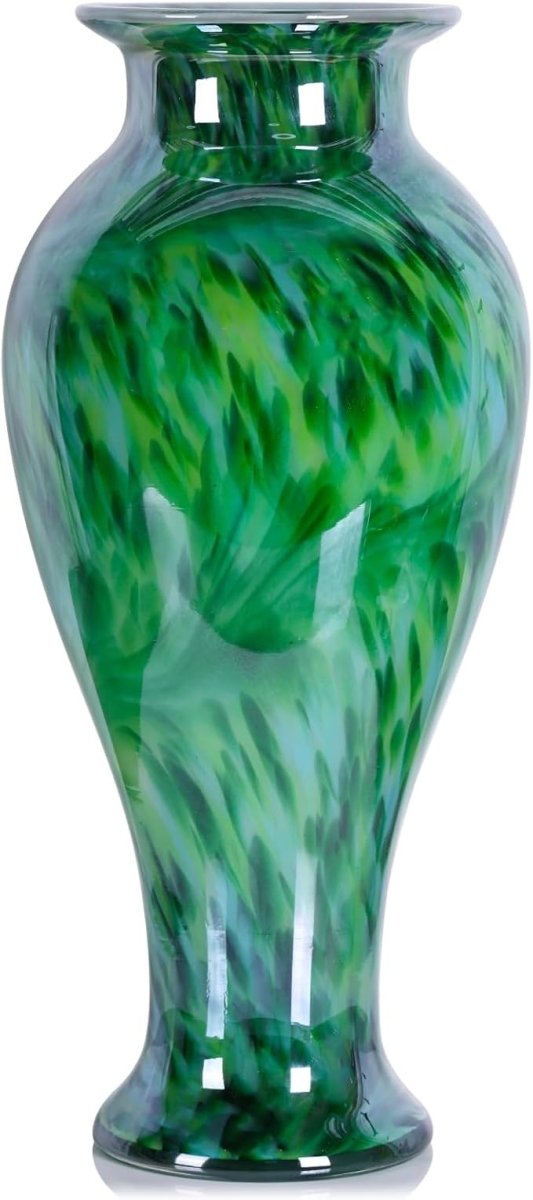 Large Hand Blown Green Glass Floor Vase 20in Modern Luxury Home Decor - Kwikley