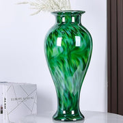 Large Hand Blown Green Glass Floor Vase 20in Modern Luxury Home Decor - Kwikley